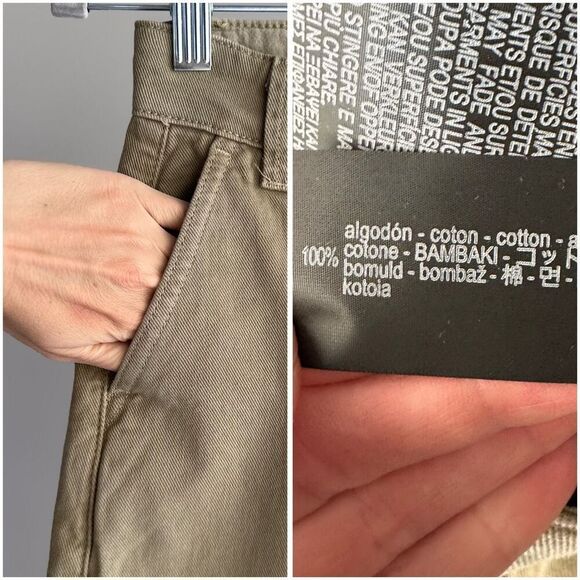 NWT ZARA WRAP CHINO PANTS ZW COLLECTION KHAKI GREEN XS - Picture 3 of 15